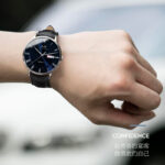 IW.8861G Blue surface and black surface I&W men's fully automatic mechanical watch retro style leather strap business watch Swiss watch