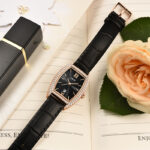 IW.537L I&W Swiss genuine women's watch with barrel-shaped diamond dial, quartz watch, bamboo leather strap, business watch