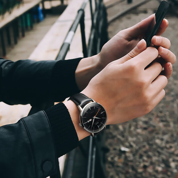 IW.506G I&W Men's Automatic Mechanical Watch with Leather Strap and Dual Calendar Waterproof Thin Sports Watch