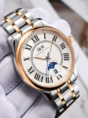 IW.55833G/L I&W light luxury fashion couple watch retro style dual calendar business watch Baosteel strap waterproof luminous watch pair watch